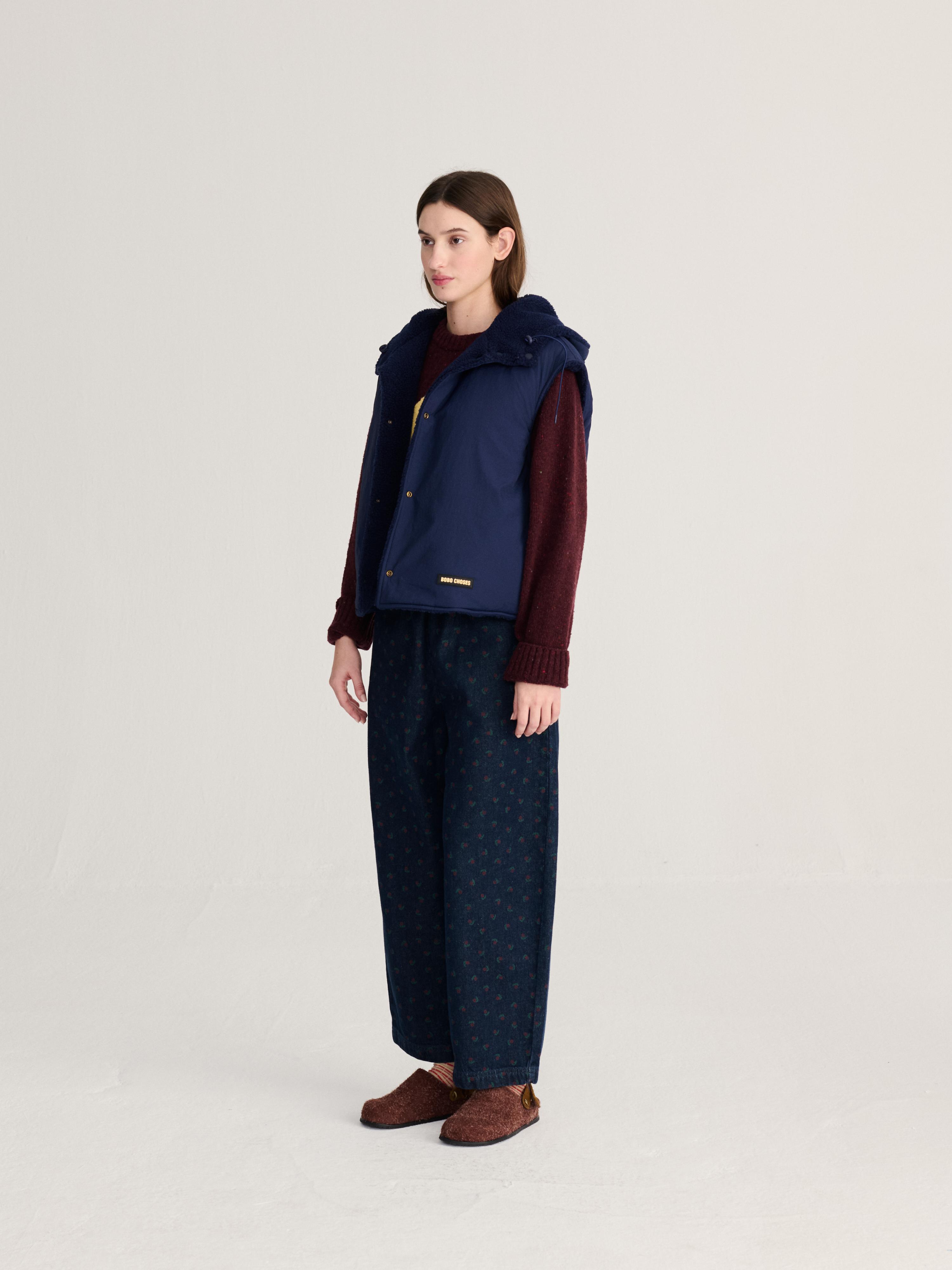 Bobo Choses Reversible Nylon Vest Navy Blue Damen Weste Sherpa blau